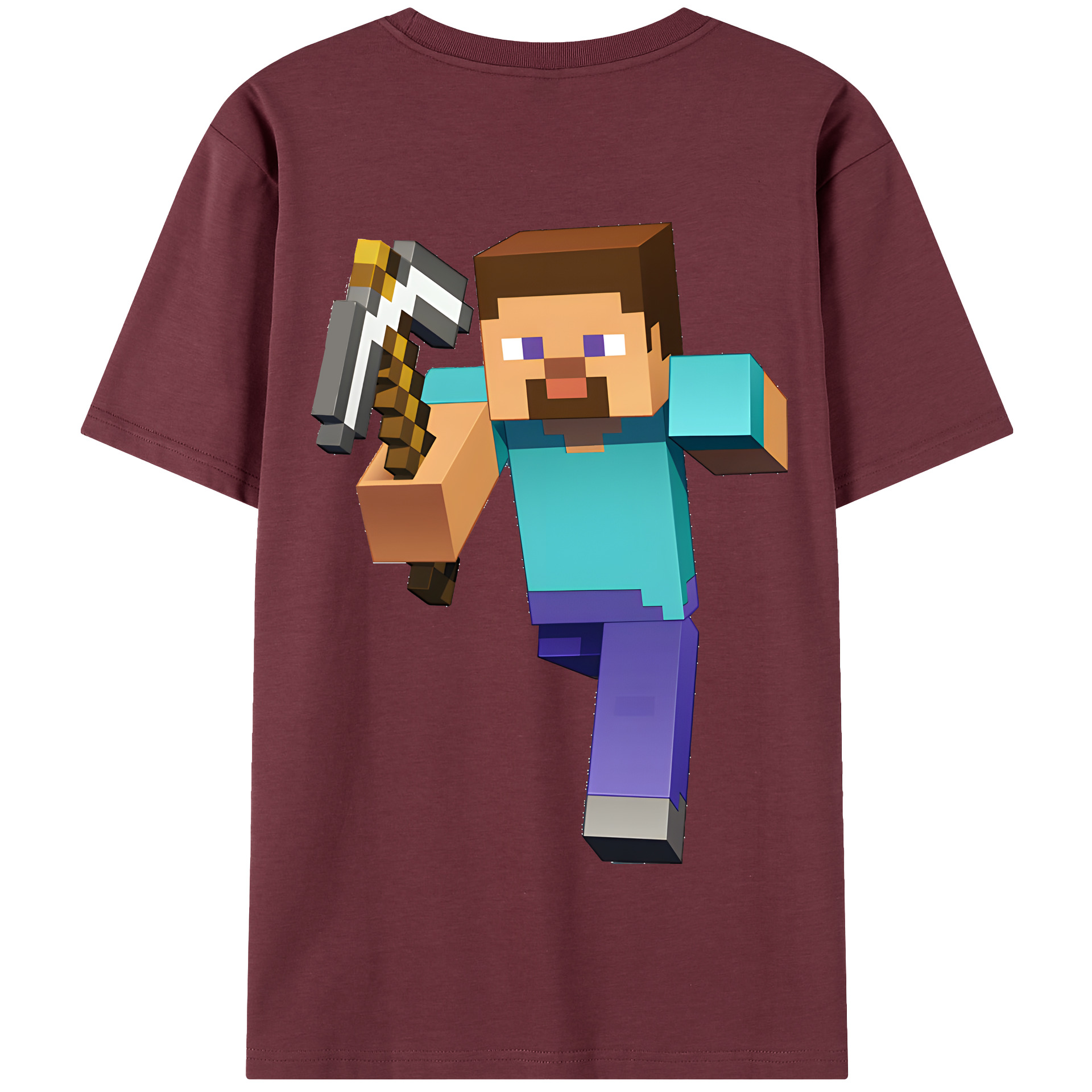 （画像用） マインクラフト ブロックの世界 Minecraft MC Block world 綿100％半袖Tシャツ（背面プリント）